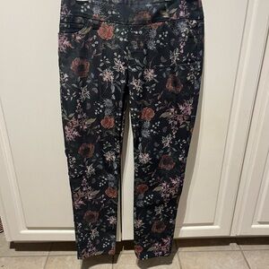 LISETTE Dark Navy Floral Stretch Pants: Super comfortable